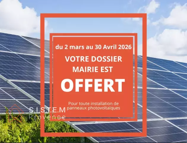Votre dossier Mairie offert pour toute installation de panneaux solaires du 2 mars au 30 avril 2026