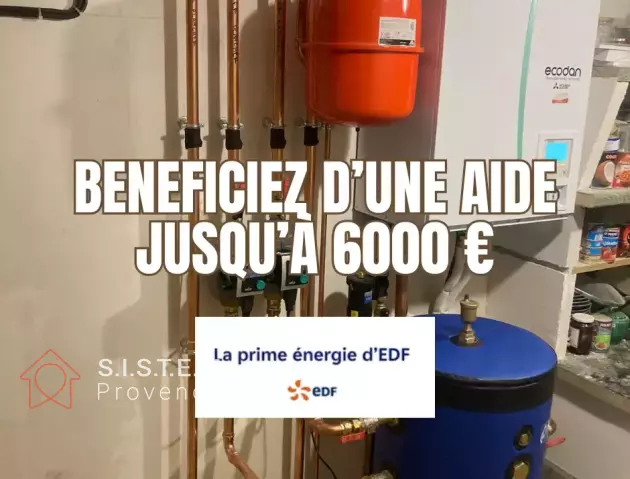 Jusqu’à 6 000 € d’aide jusqu’au 31/12/2025 avec avec la Prime Énergie EDF pour remplacer votre ancienne chaudière par une pompe à chaleur
