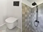 Douche, plomberie et robinetterie, WC suspendu, ventilation.
