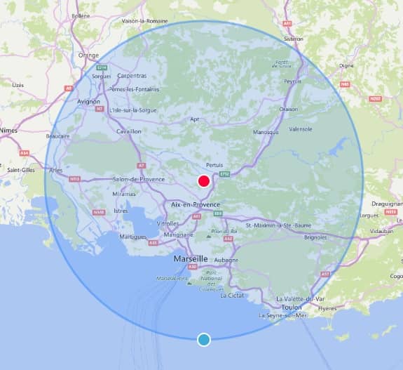 zone d'intervention 100km autour de Pertuis